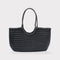 Carmel - Genuine Leather U Shape Handwoven Tote Bag Black